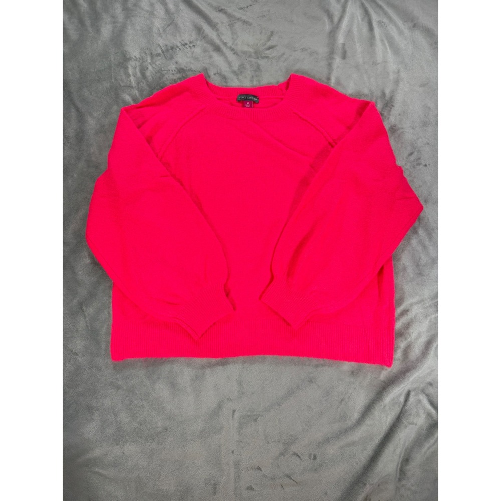 Vince Camuto Women's Hot Barbie Pink Knit Pullover Sweater Balloon Sleeve Med